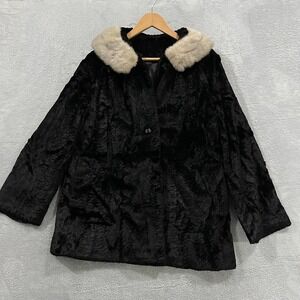 Vintage Betty Rose Coat Women Medium Fur Jacket Button Soft Old Money Preppy 80s